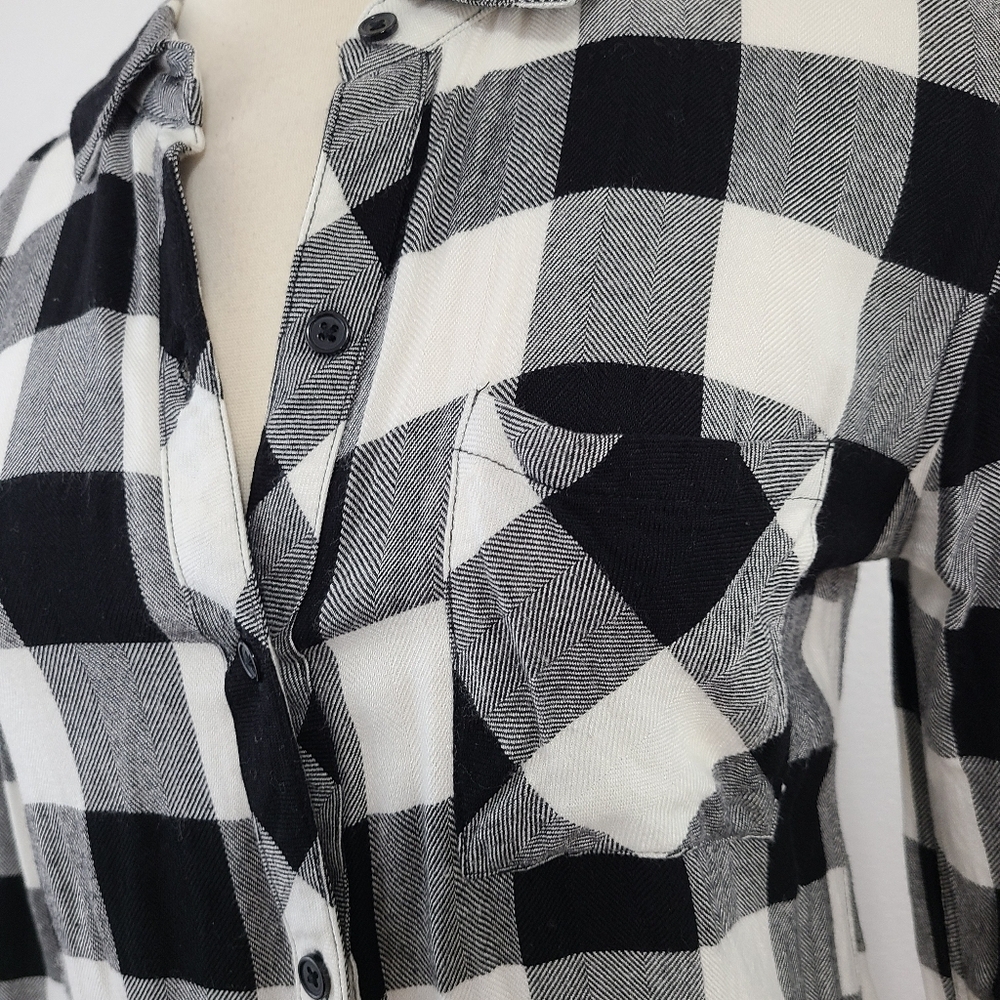Rails Hunter buffalo plaid check button down shirt black and white size small - Picture 4 of 6